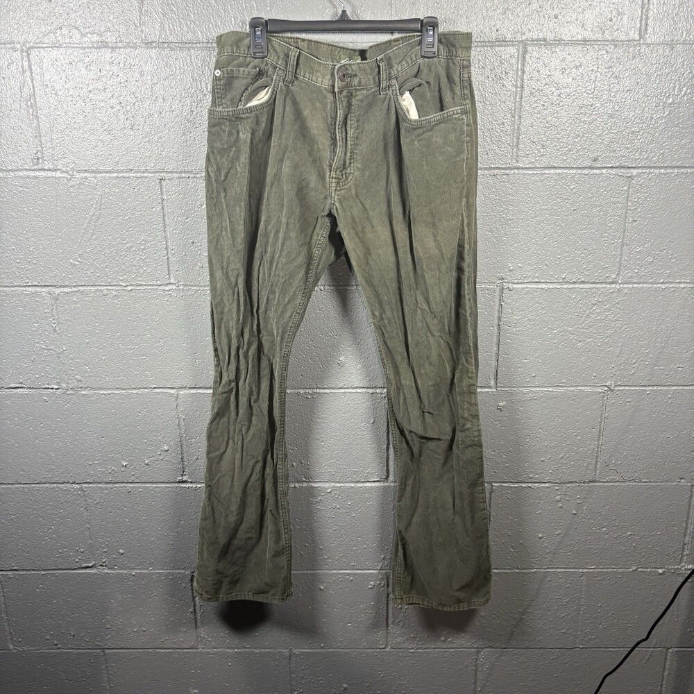 Eddie Bauer Relaxed Fit Jeans Mens Size 36 x 32 Green Utility Pocket WorkWear